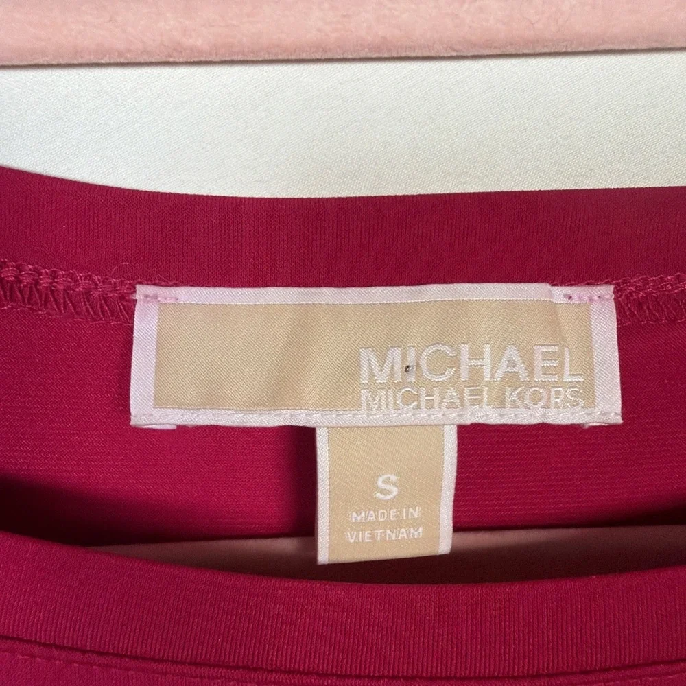 Michael Kors Womens Small Pink‎ Long Sleeve Top Zipper Shoulder Detail